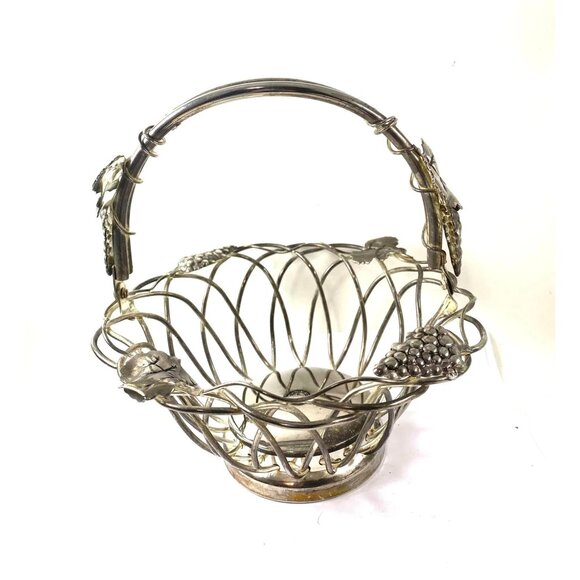 Godinger Silver Plated Wire Wine Basket With Grape & Leaf Design - Picture 4 of 7